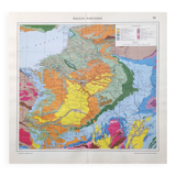 Old map of France Paris basin 43x43cm from 1950