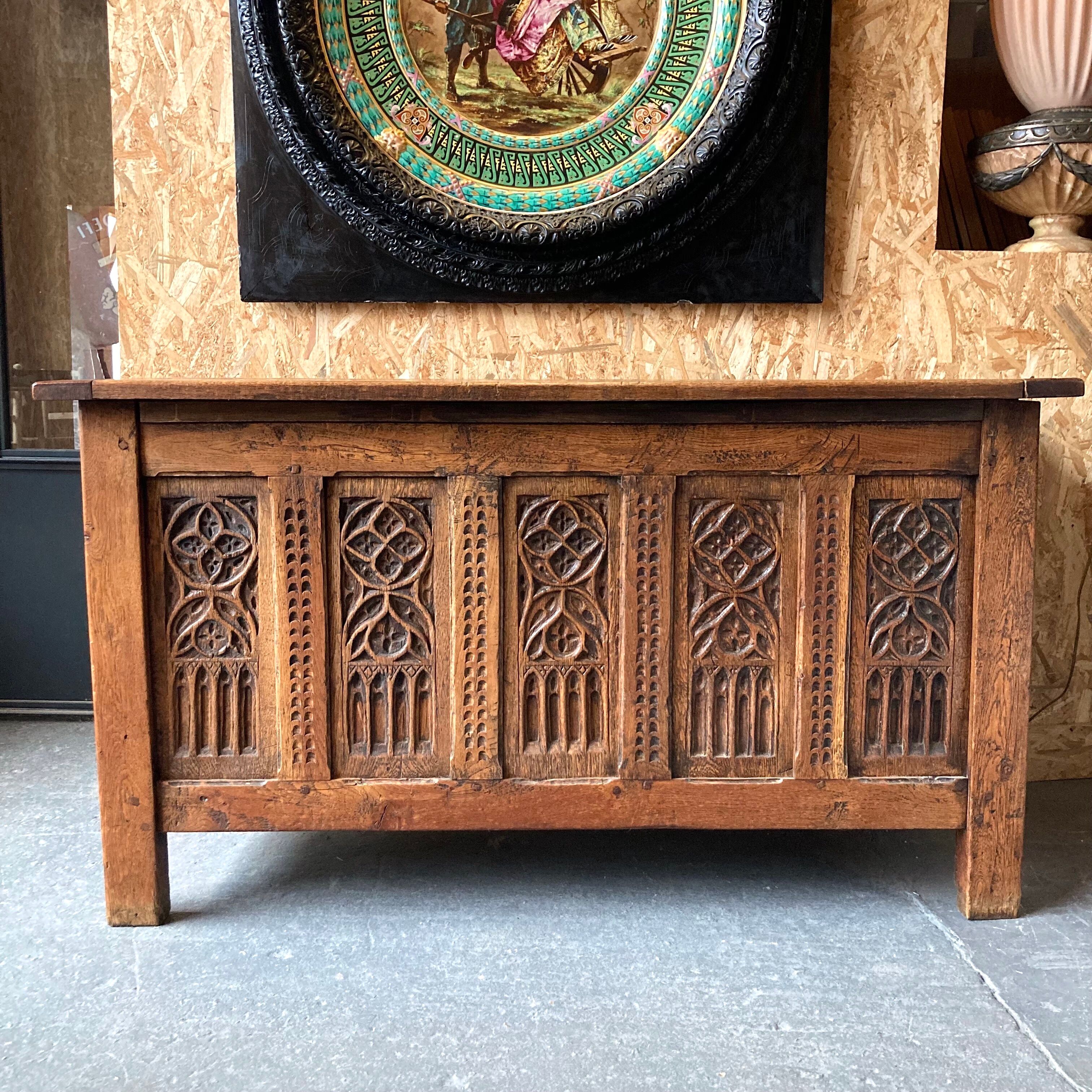 Carved wooden chest