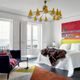 Mid-Century Modern Italian Yellow Lacquered Metal and Brass Pendant Lamp