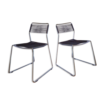 Pair de chaises scoubidou traineau vintage