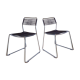 Pair of scoubidou vintage shredded chairs