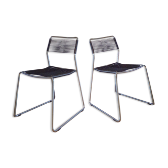 Pair de chaises scoubidou traineau vintage