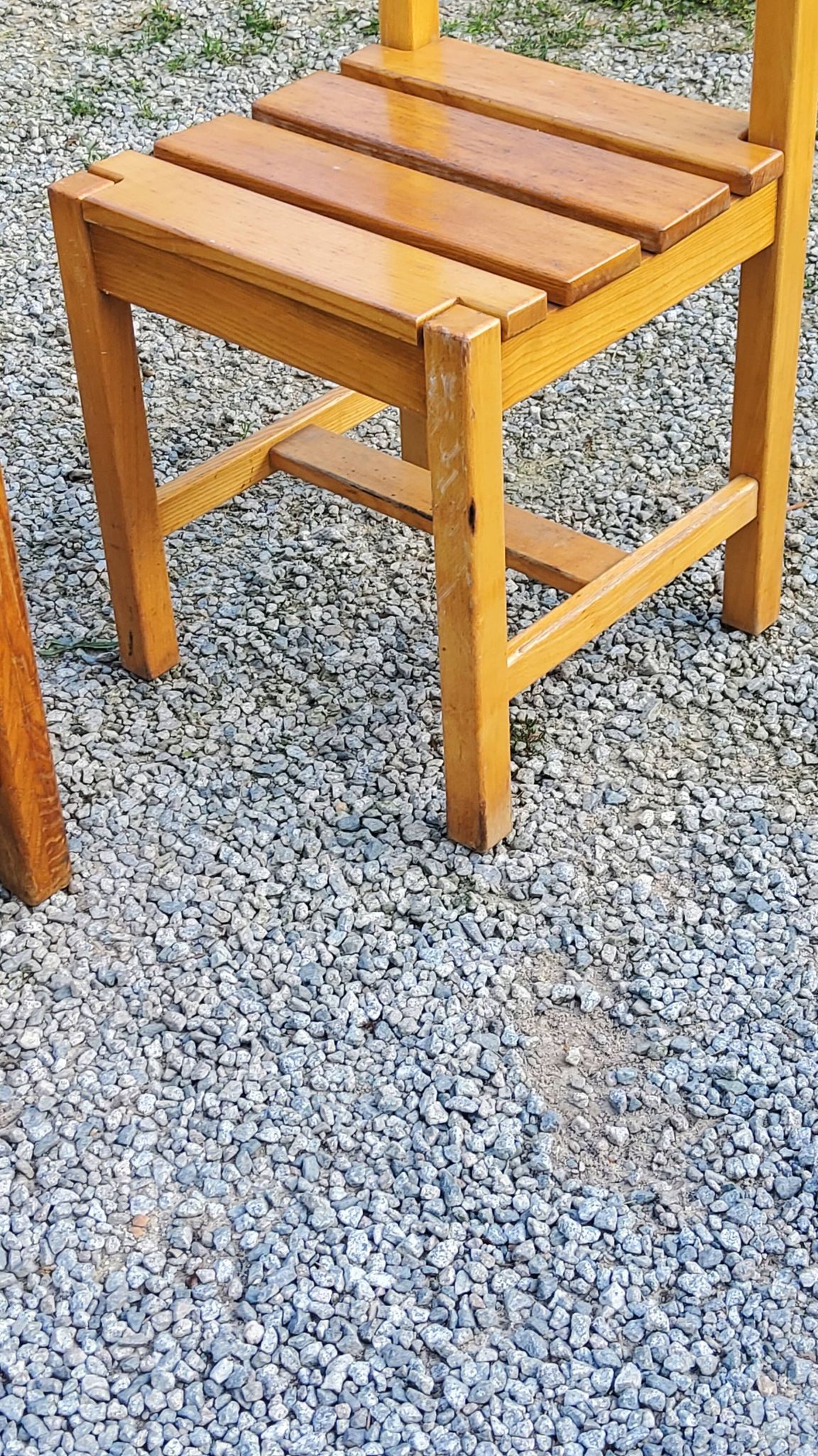 Set of 4 70s brutalist oak chairs