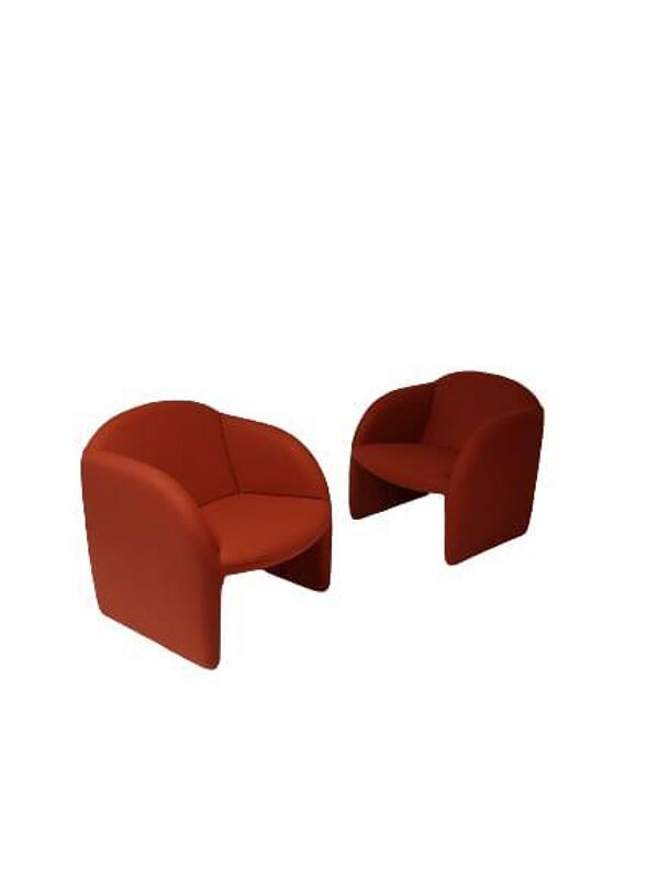 Ensemble de 2 fauteuils Artifort Ben en tissu rouge brique Ploeg