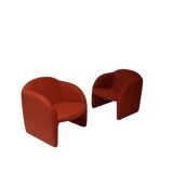 Set de 2 fauteuils Artifort Ben en tissu rouge brique Ploeg