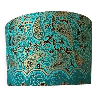 vintage fabric lampshade with golden paisley pattern