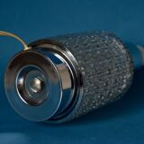 Vintage lamp base in textured glass and chrome steel - 1960s