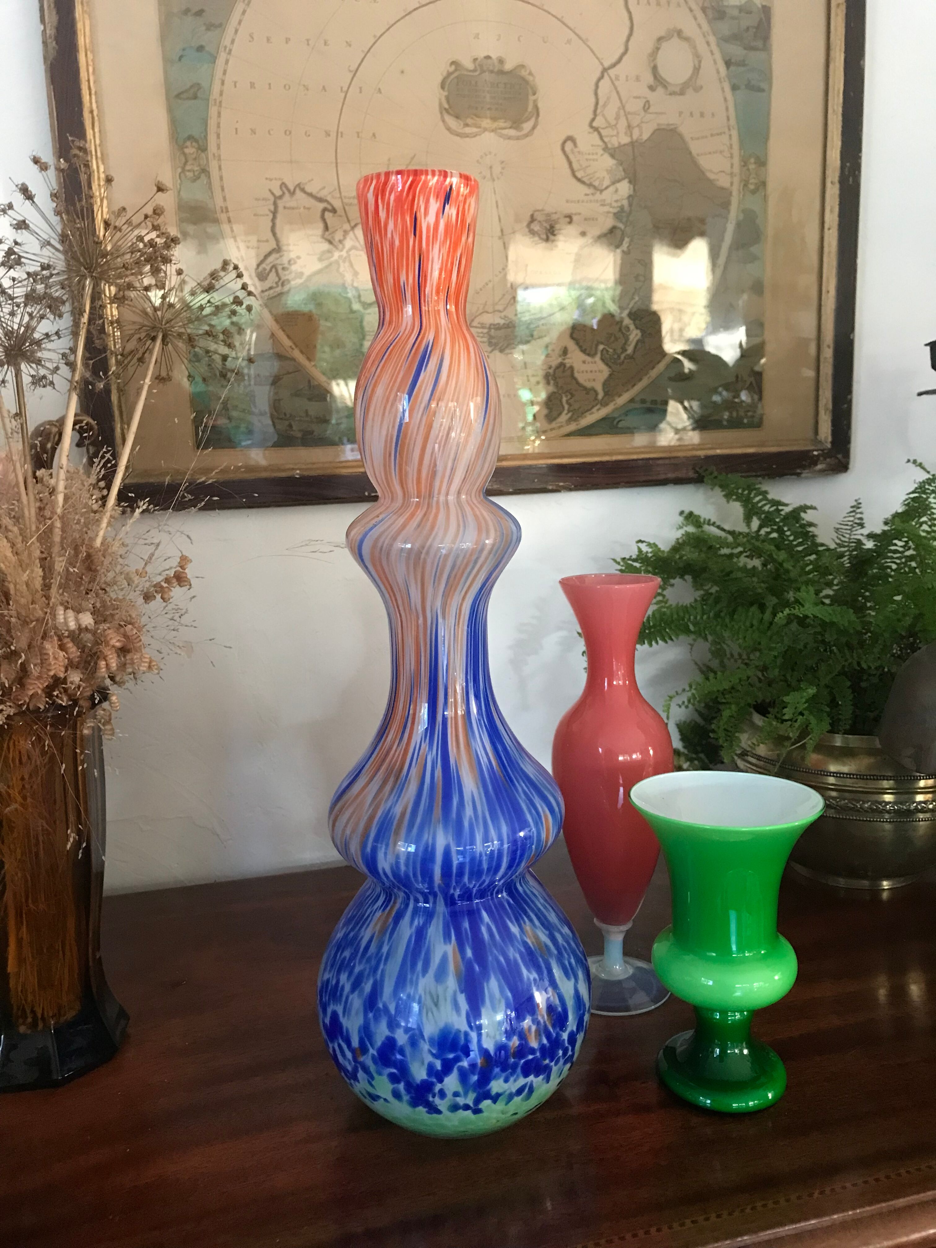 Multicolored vase Murano 46cm