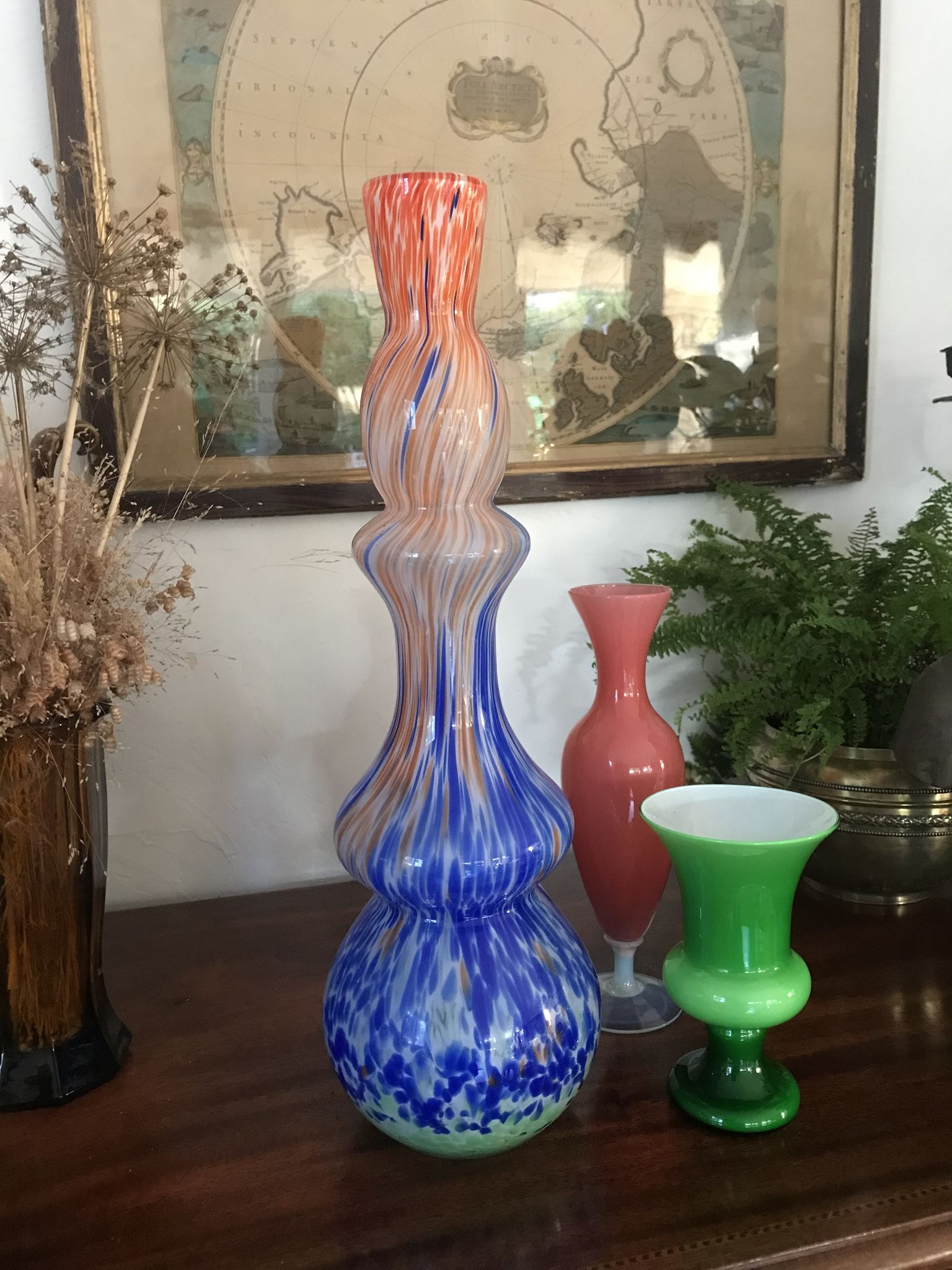 Multicolored vase Murano 46cm