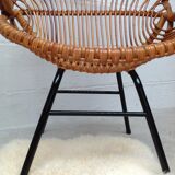 Paire de fauteuils en rotin vintage