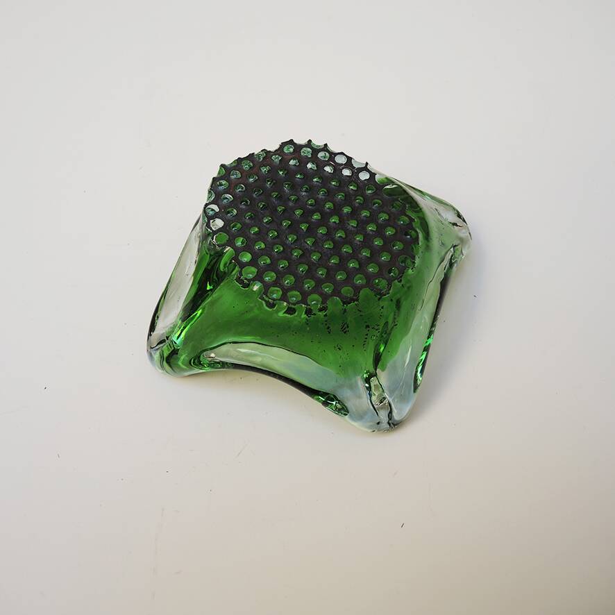 Antique Green Blown Glass Ashtray