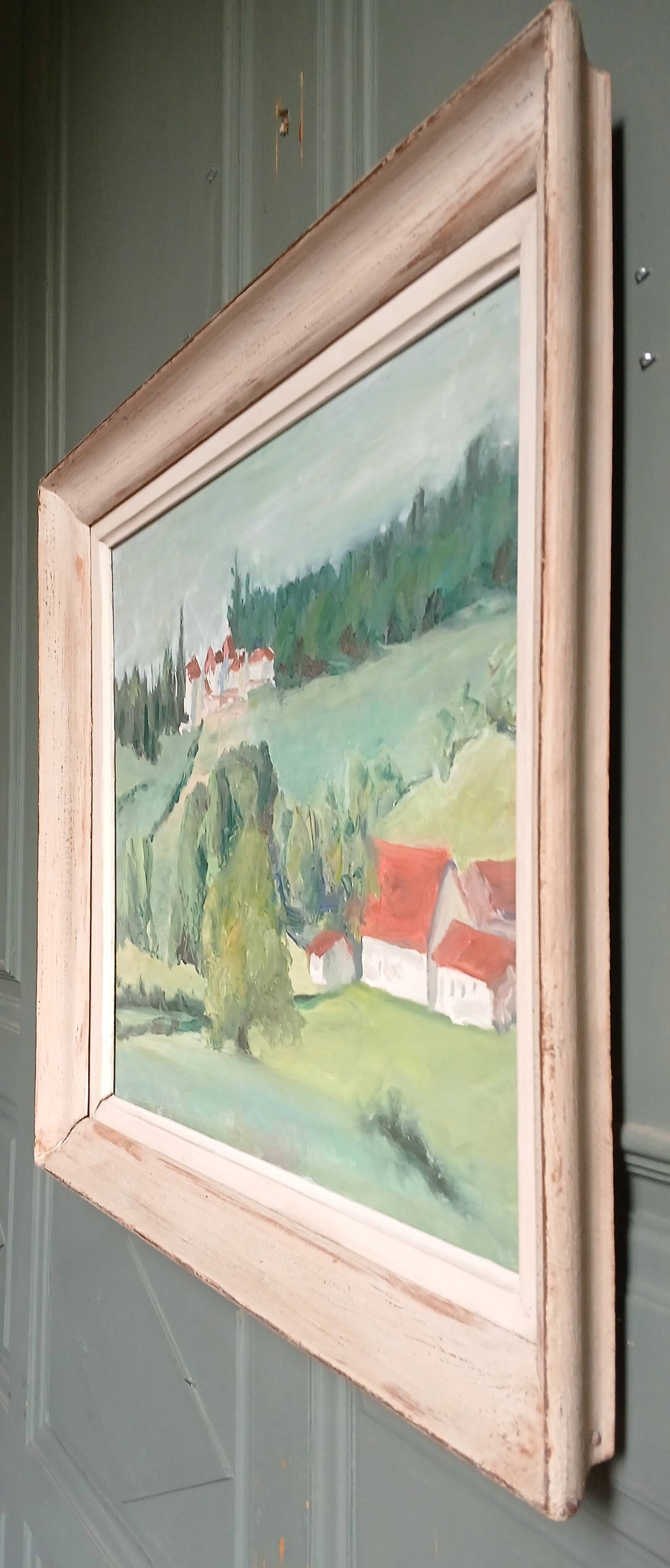 Huile sur bois post-impressionniste encadrée