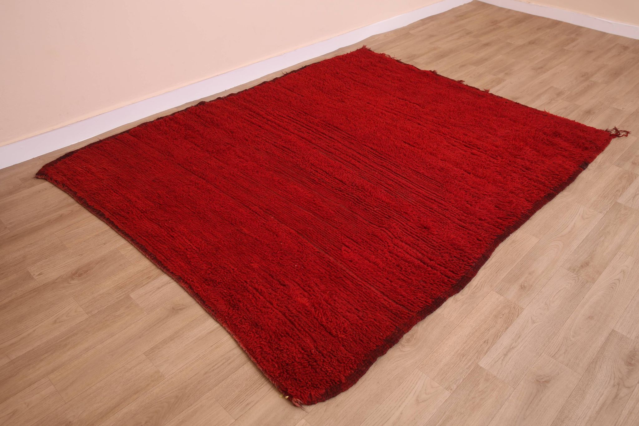 Red Vintage Moroccan Rug 180 x 230 cm, Berber Wool Rug, Handmade Boho Rug