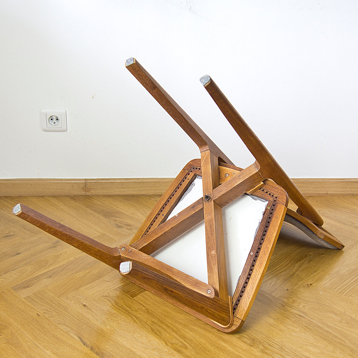 Set of oak dining chairs, France, in the 1950s