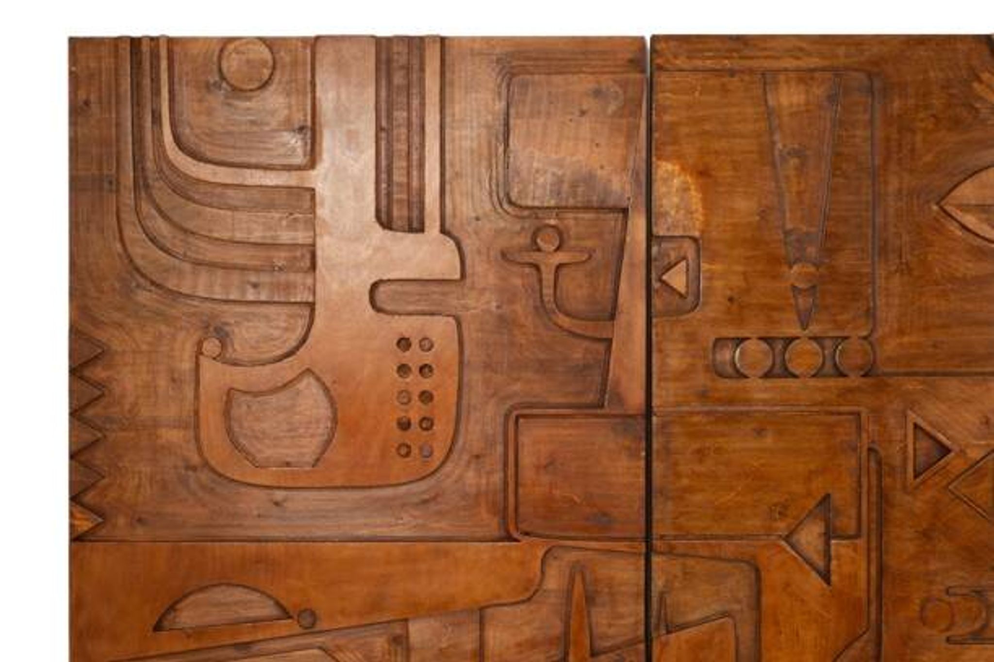 Victoire de Segonzac. Panneau triptyque en bois sculpté. Contemporain