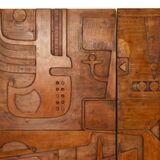 Victory of Segonzac. Triptych panel in carved wood. Contemporary.