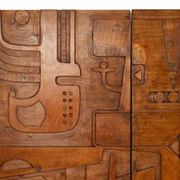 Victoire de Segonzac. Panneau triptyque en bois sculpté. Contemporain