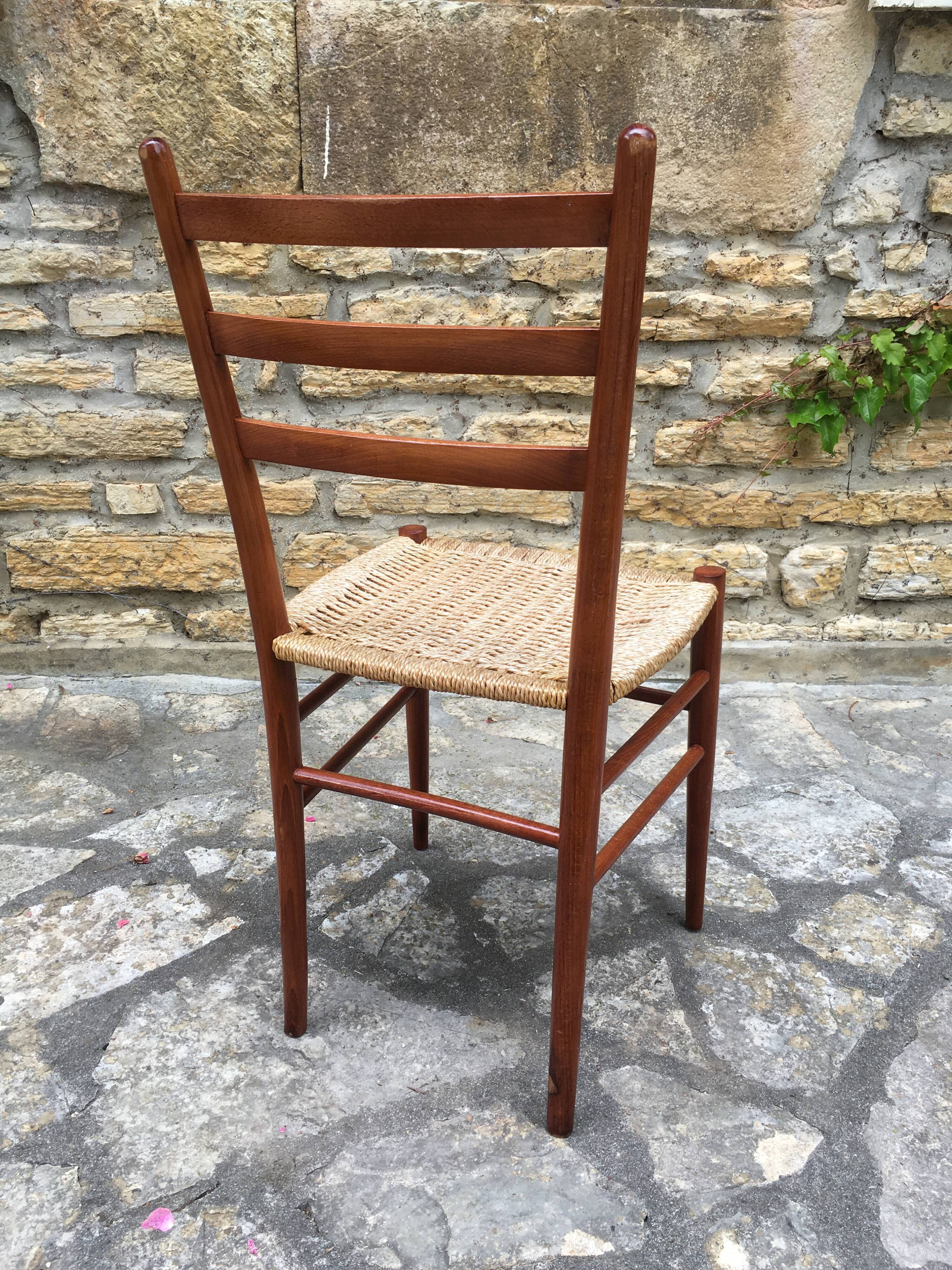Italian chair in rope and wood