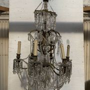 Louis XV style "Fontaine" chandelier in bronze and 20th century pendants