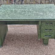 Art Deco or Bauhaus desk in metal covered with leather, Gio Ponti style.
