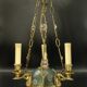 3-light chandelier with swan heads, Empire style - bronze & glass
