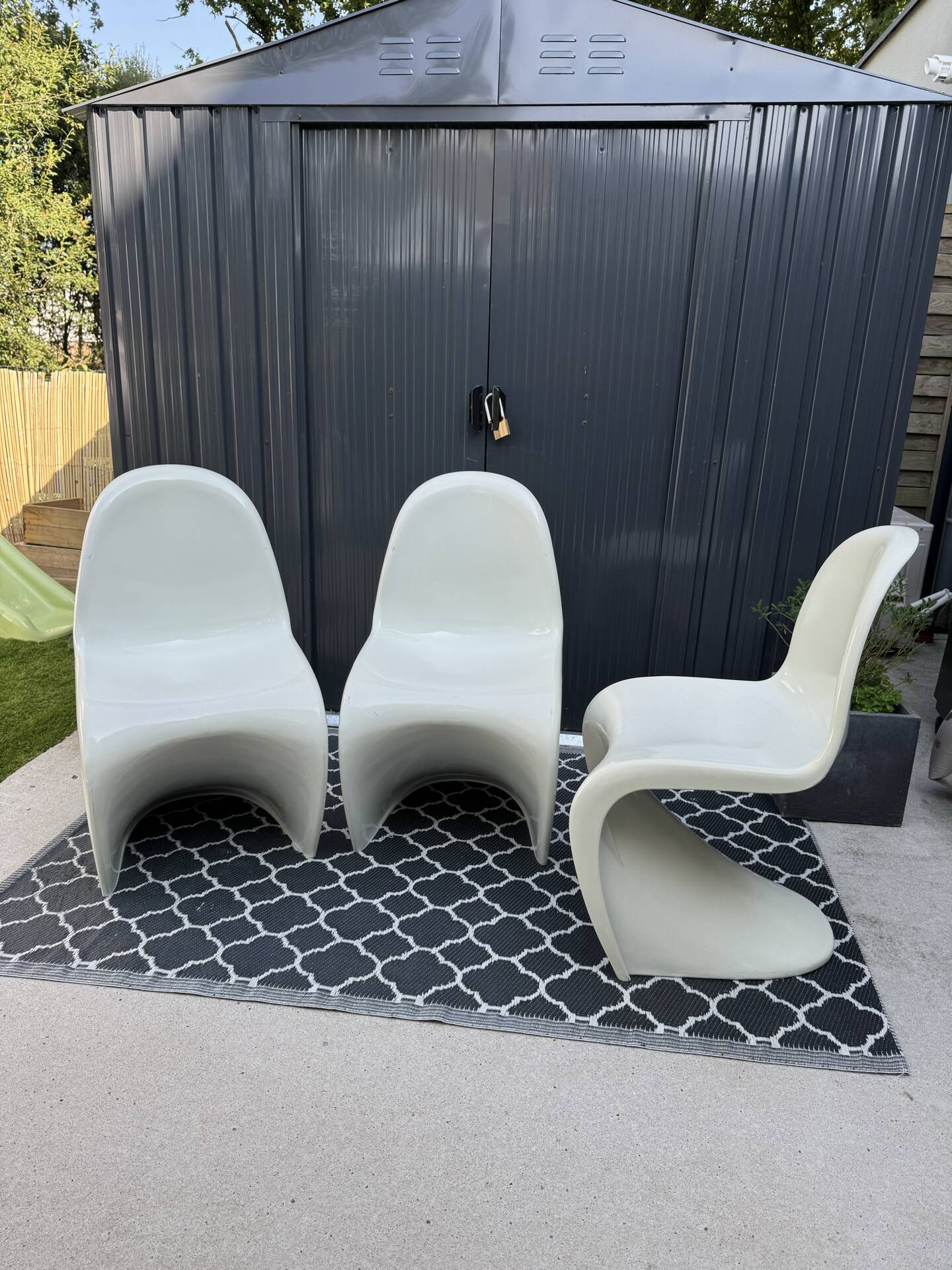 Lot de 3 chaises S vintage blanches dans le style Panton chair - Vitra