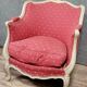 Very large curved Louis XV style bergere chair in lacquered wood