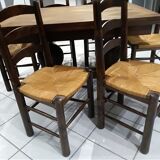 Suite of 6 brutalist straw chairs, 1940s