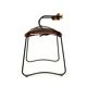Contemporary Table Bar Stool with Backrest, Smoked Black Metal and Dark Brown Leather