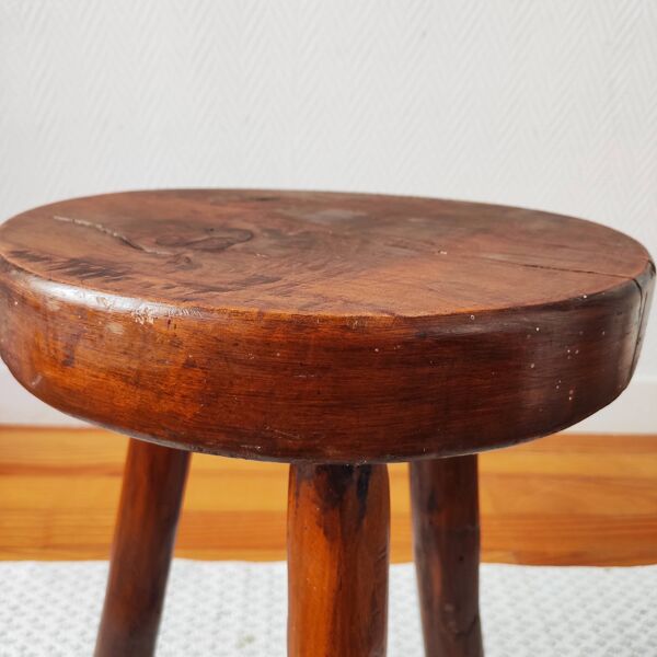 Tabouret tripode brutaliste ancien