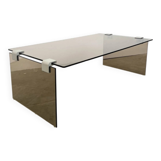Minimalist 70s coffee table – bronze glass & aluminium