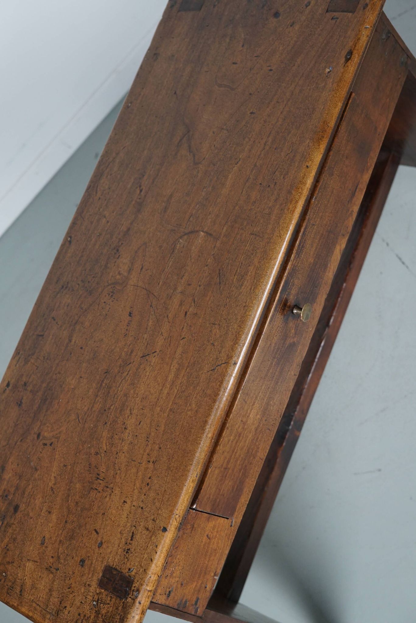 Antique rustic farmhouse fruitwood side table, France, 19th century