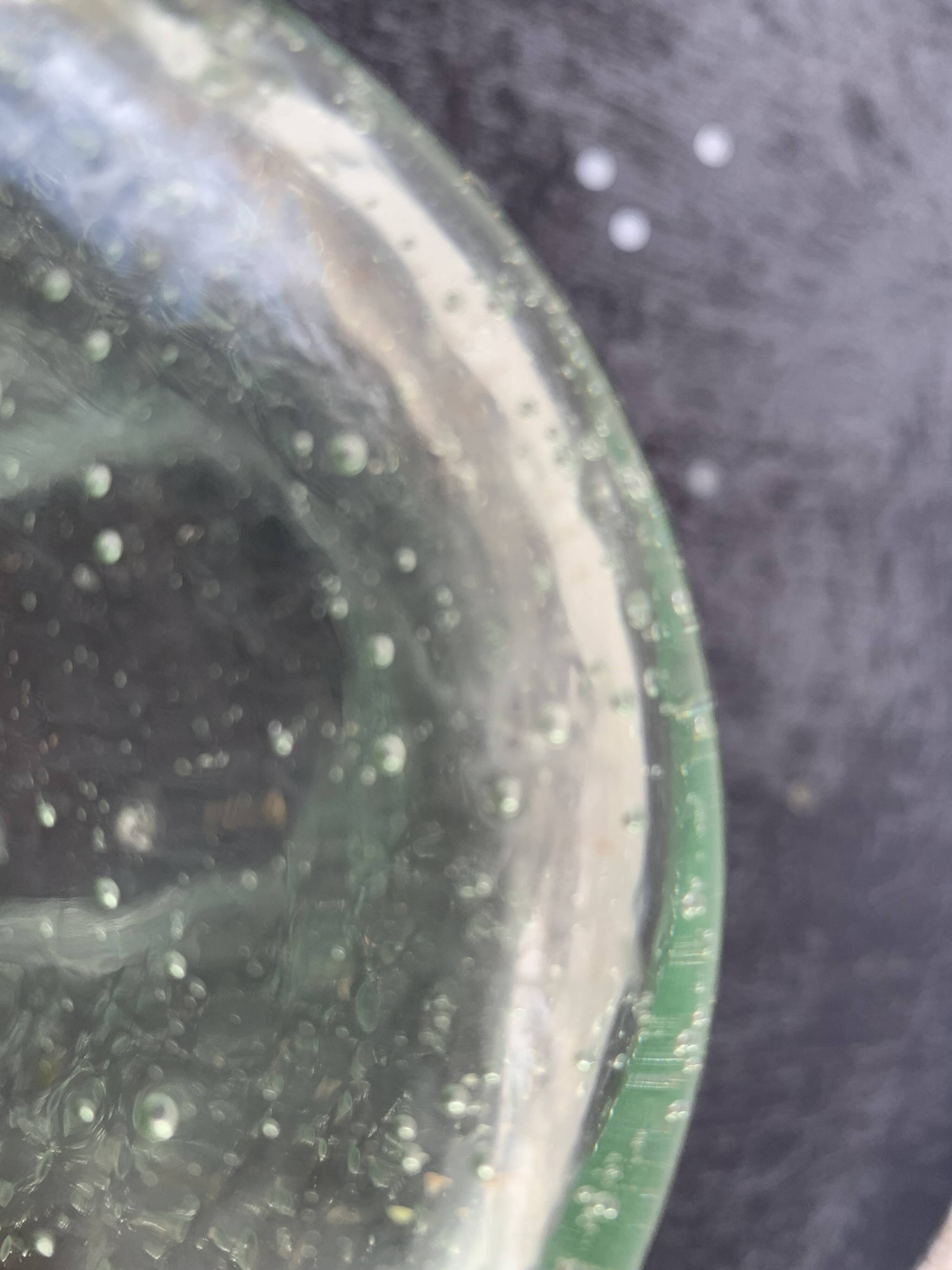 Olive or pickle jar in Biot bubble glass, hand-blown