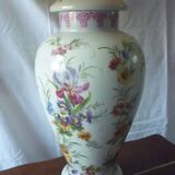 Painted porcelain lamp with flower decoration 67 cm
