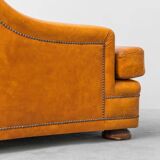 Coppia di poltrone in eco-pelle marrone anni ’50 vintage modernariato