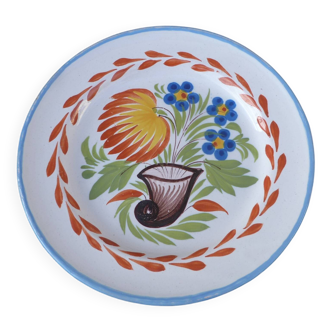 Antique Luneville faience plate with flowers