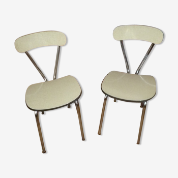 Yellow formica chairs pair