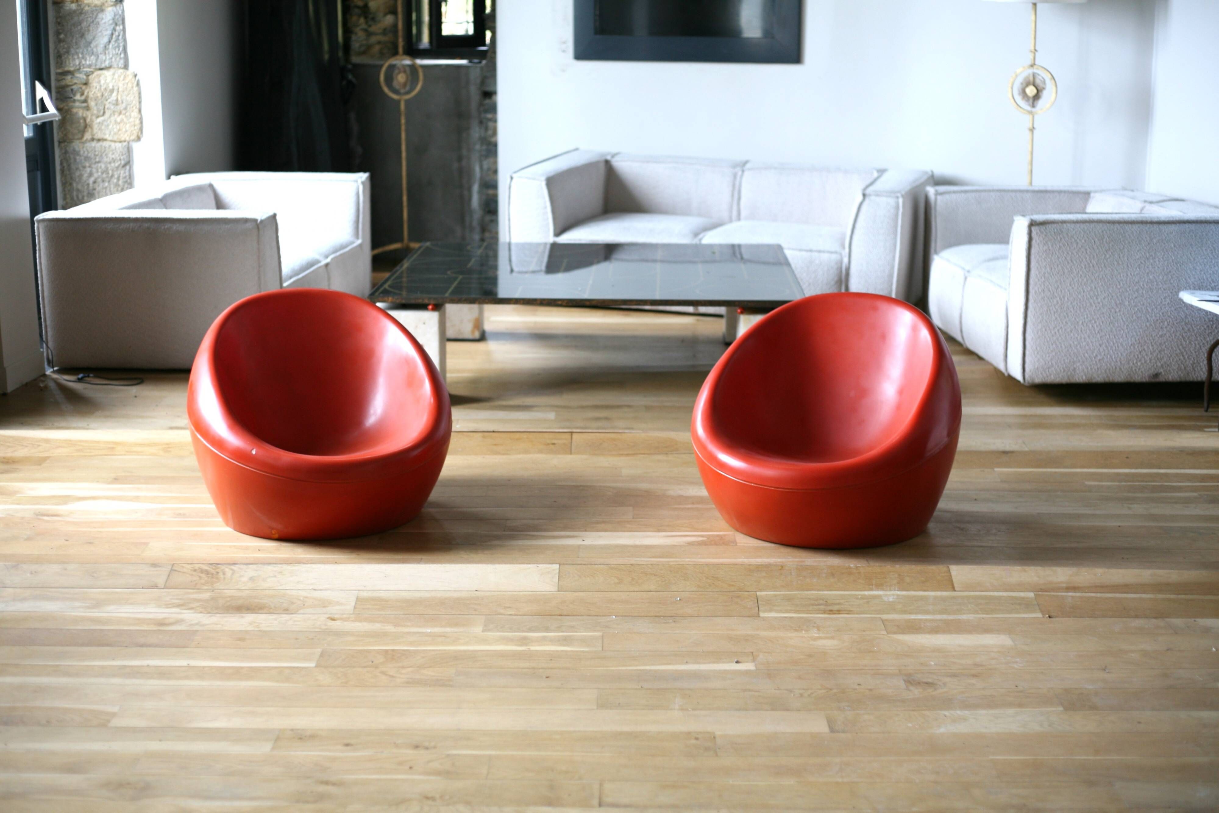 Pair of "space age" armchairs, fibreglass, 1960s