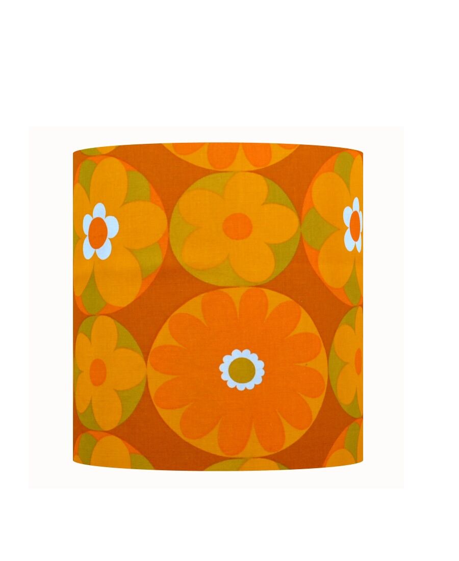 Lampshade Corollas orange H30 D30 - vintage fabric