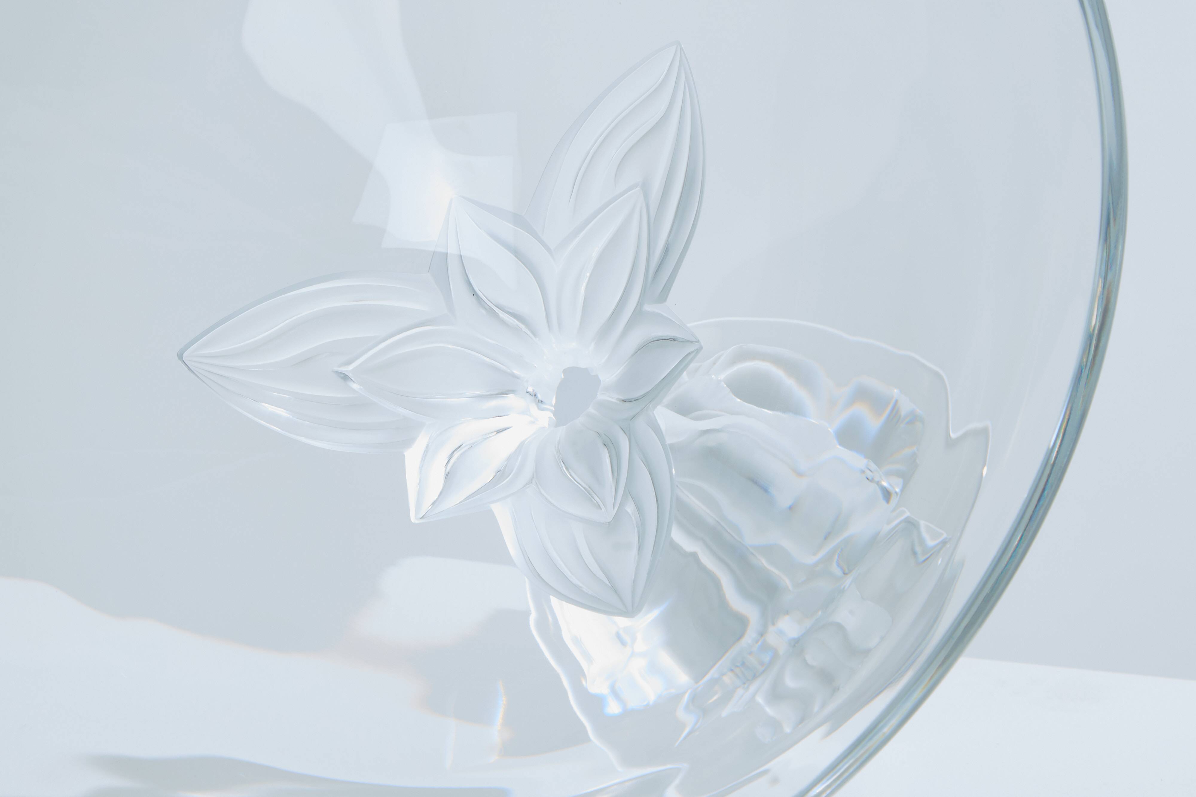 Large Lalique Plumeria crystal bowl circa 1980
