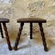 Turned wooden tripod stool x2