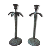 Pair of palm candle holders