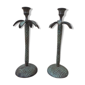 Pair of palm candle holders