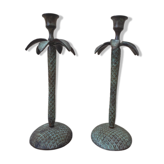 Pair of palm candle holders