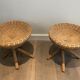 Pair of rattan stools. french work. around 1970