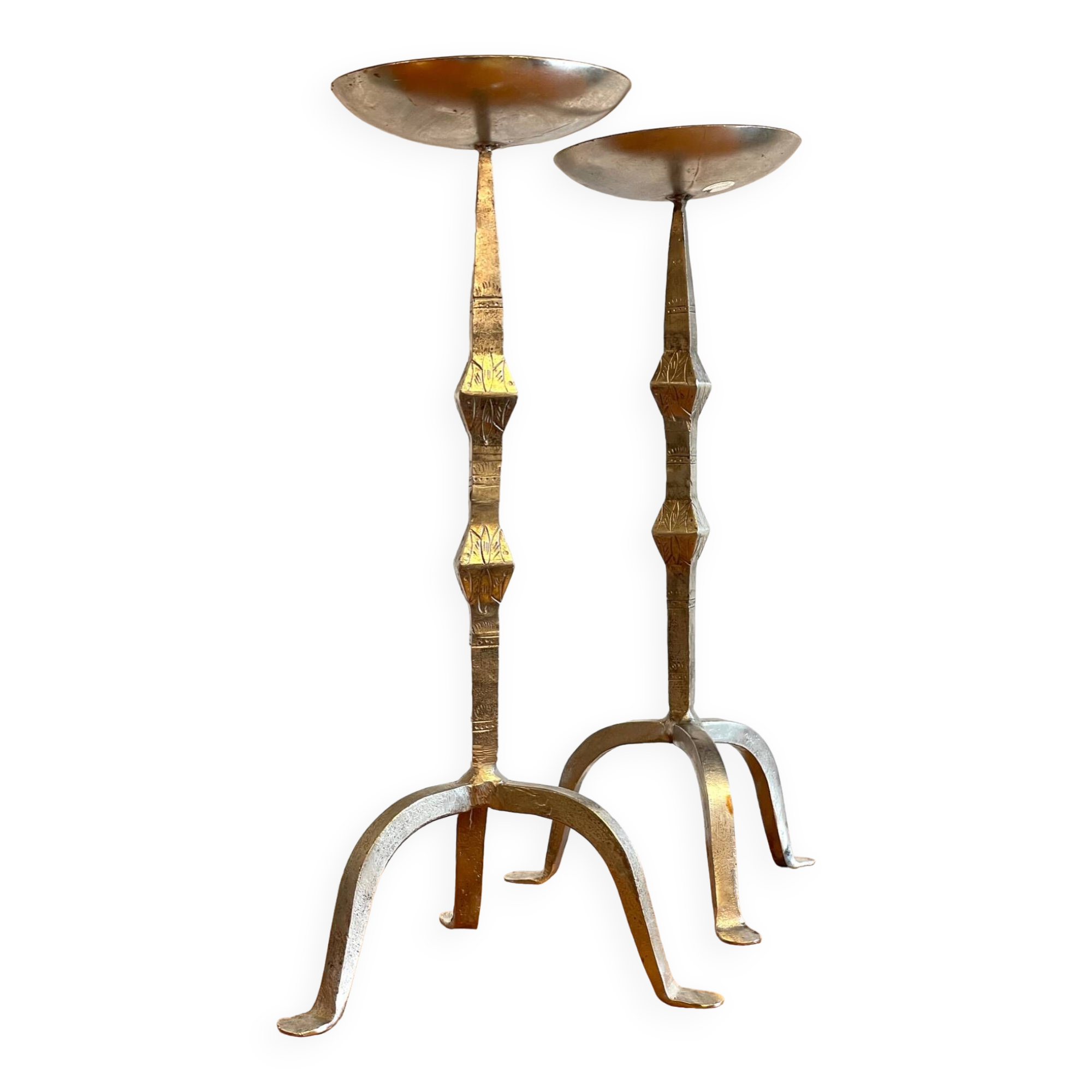 Large Paris steel candle holders