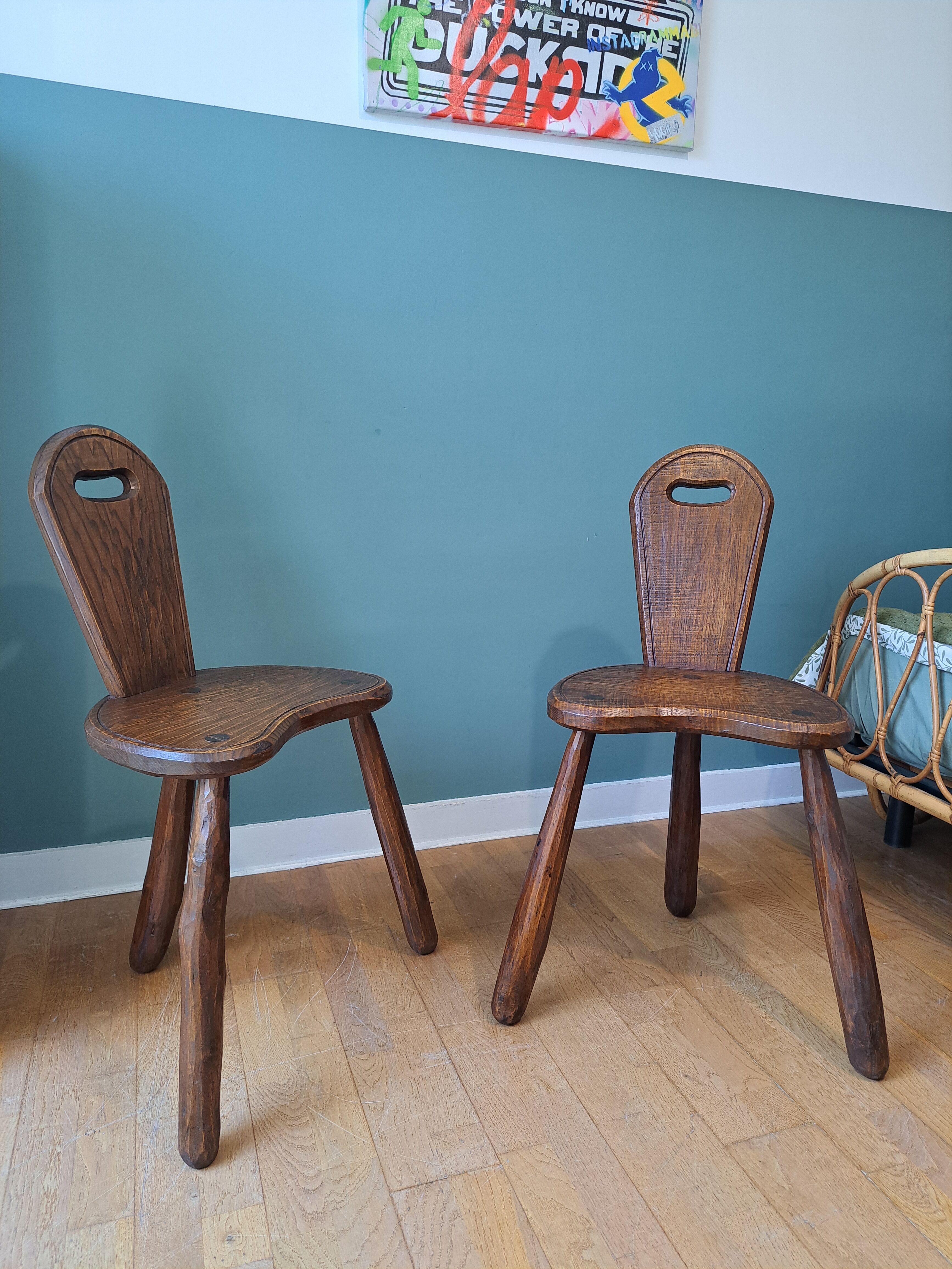 Brutalist pair of stools
