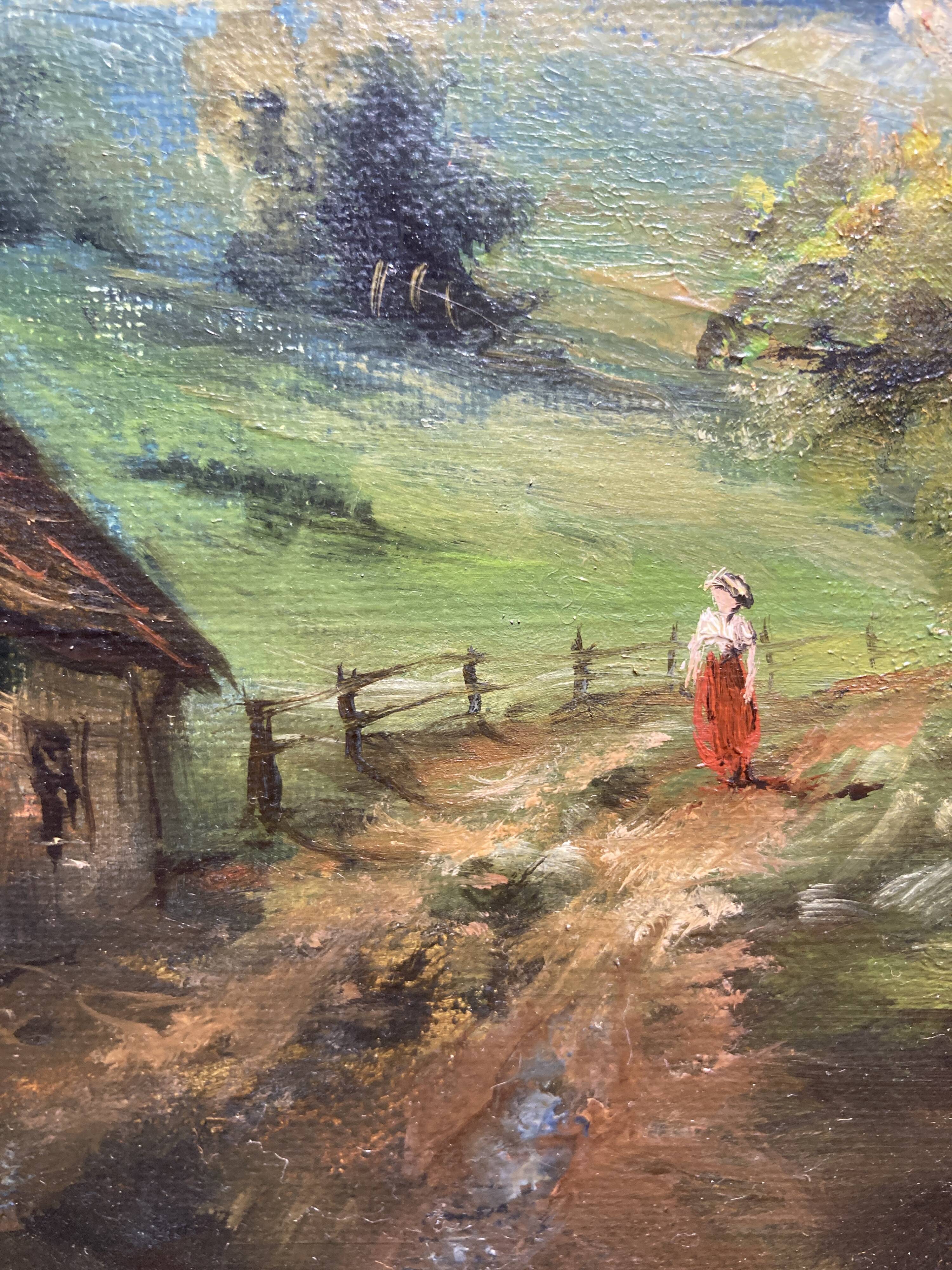 Peinture sur toile, intitulé "Le bocage", signée