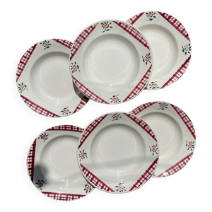 6 assiettes creuses digoin - motif