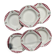 6 Digoin Sarreguemines Niger model soup plates with floral pattern and red/white checks